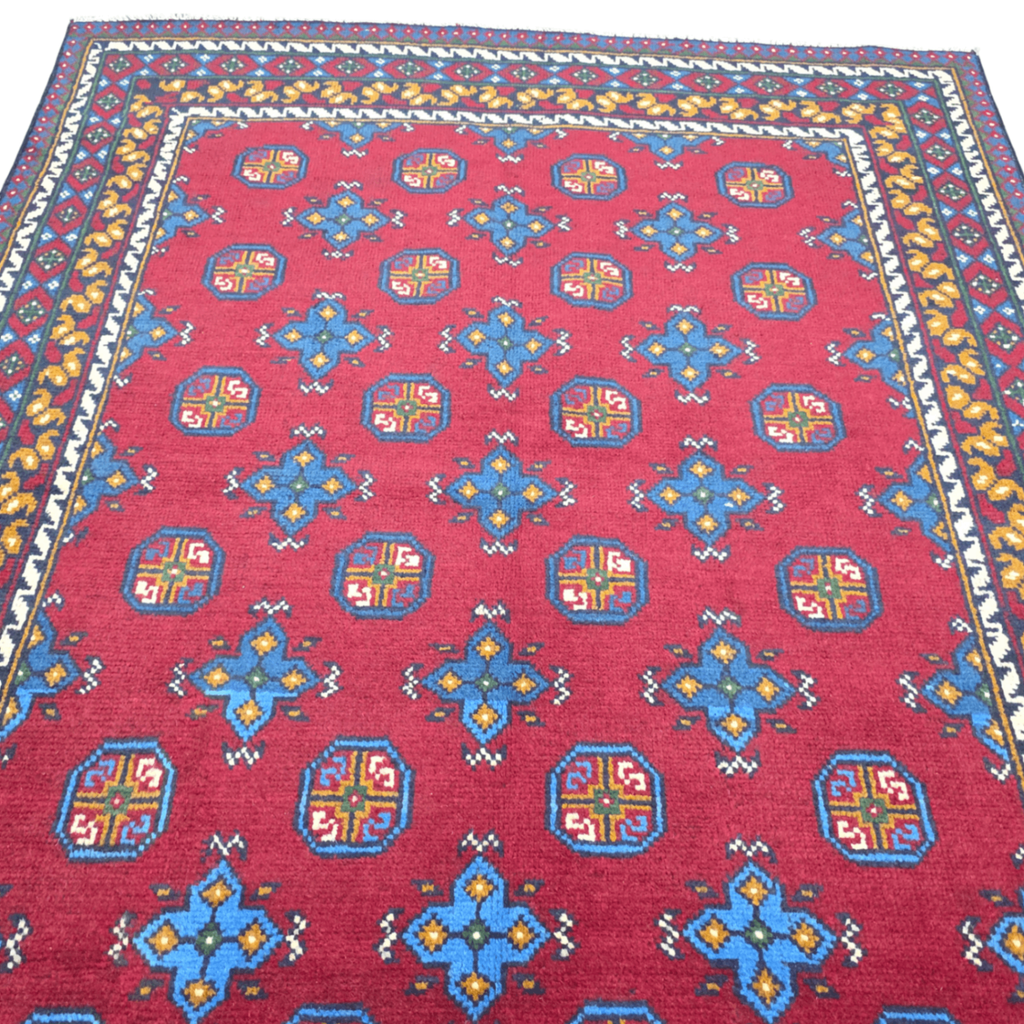 194 x 140 cm Hand-Woven Afghan Akche Rug