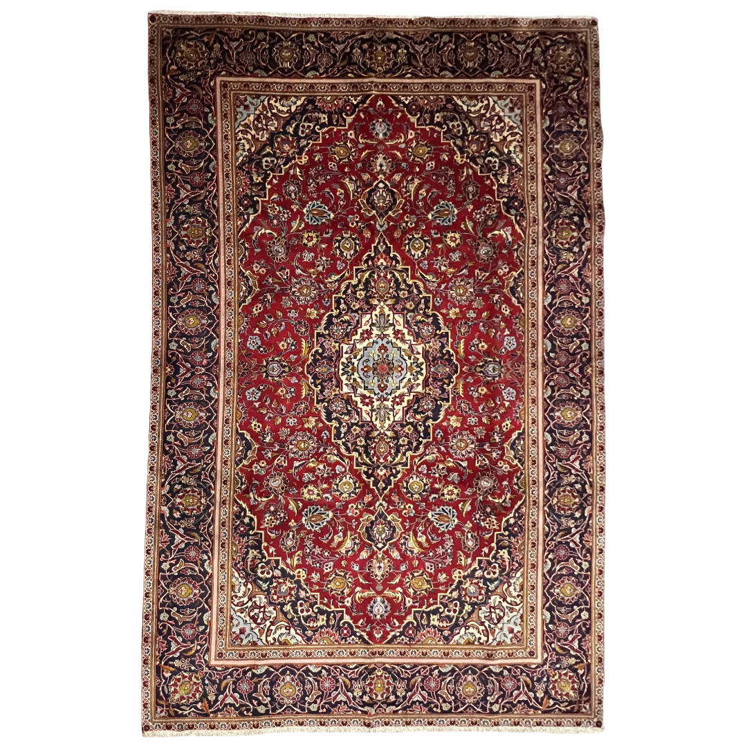 310 x 200 cm Hand-Knotted Persian Kashan Wool Rug