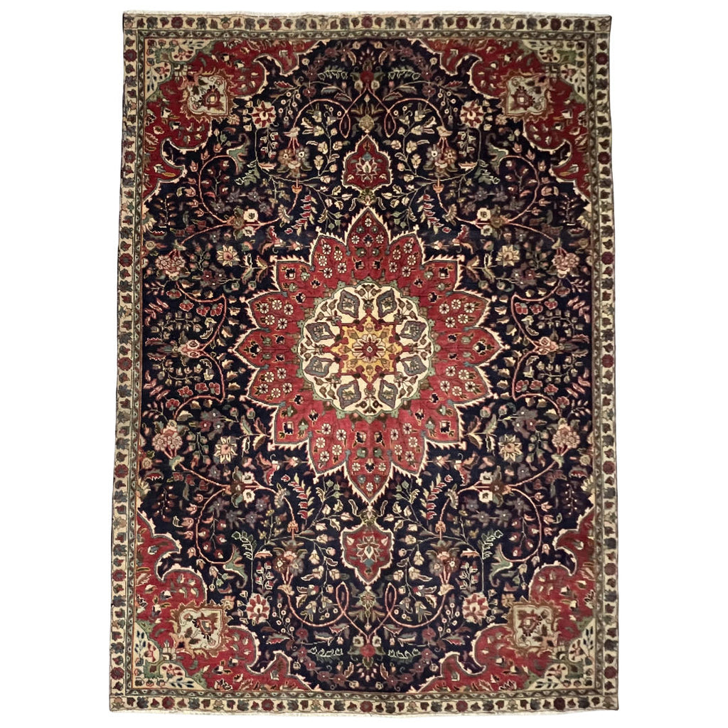 310 x 215 cm Hand-Knotted Persian Kashan Floral Medallion Rug