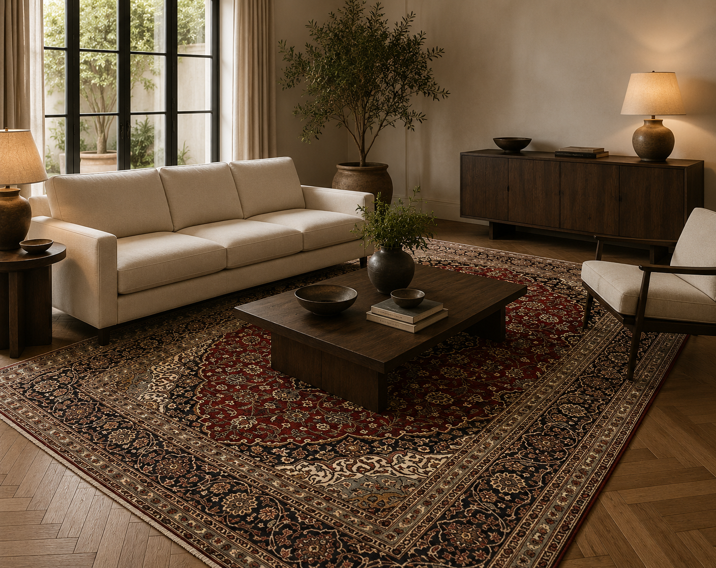 310 x 200 cm Hand-Knotted Persian Kashan Wool Rug