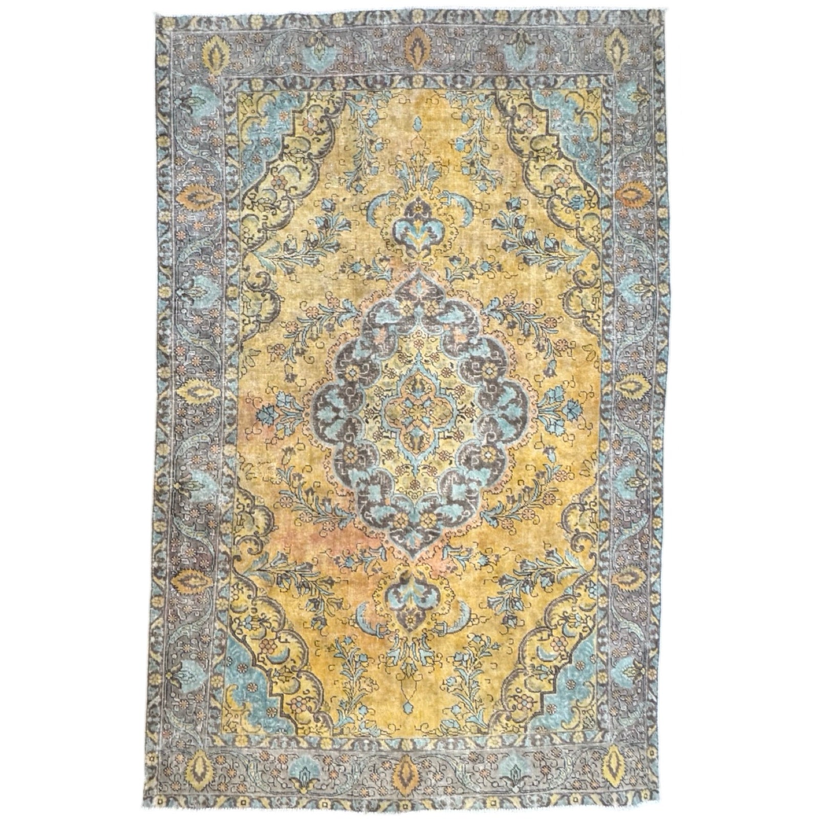 310 x 200 cm Hand-Knotted Tabriz Ultra Vintage Persian Wool Rug