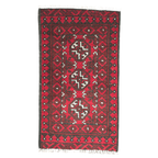 100 x 50 cm Hand-Knotted Red Bokhara Afghan Akche