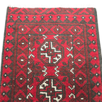 100 x 50 cm Hand-Knotted Red Bokhara Afghan Akche