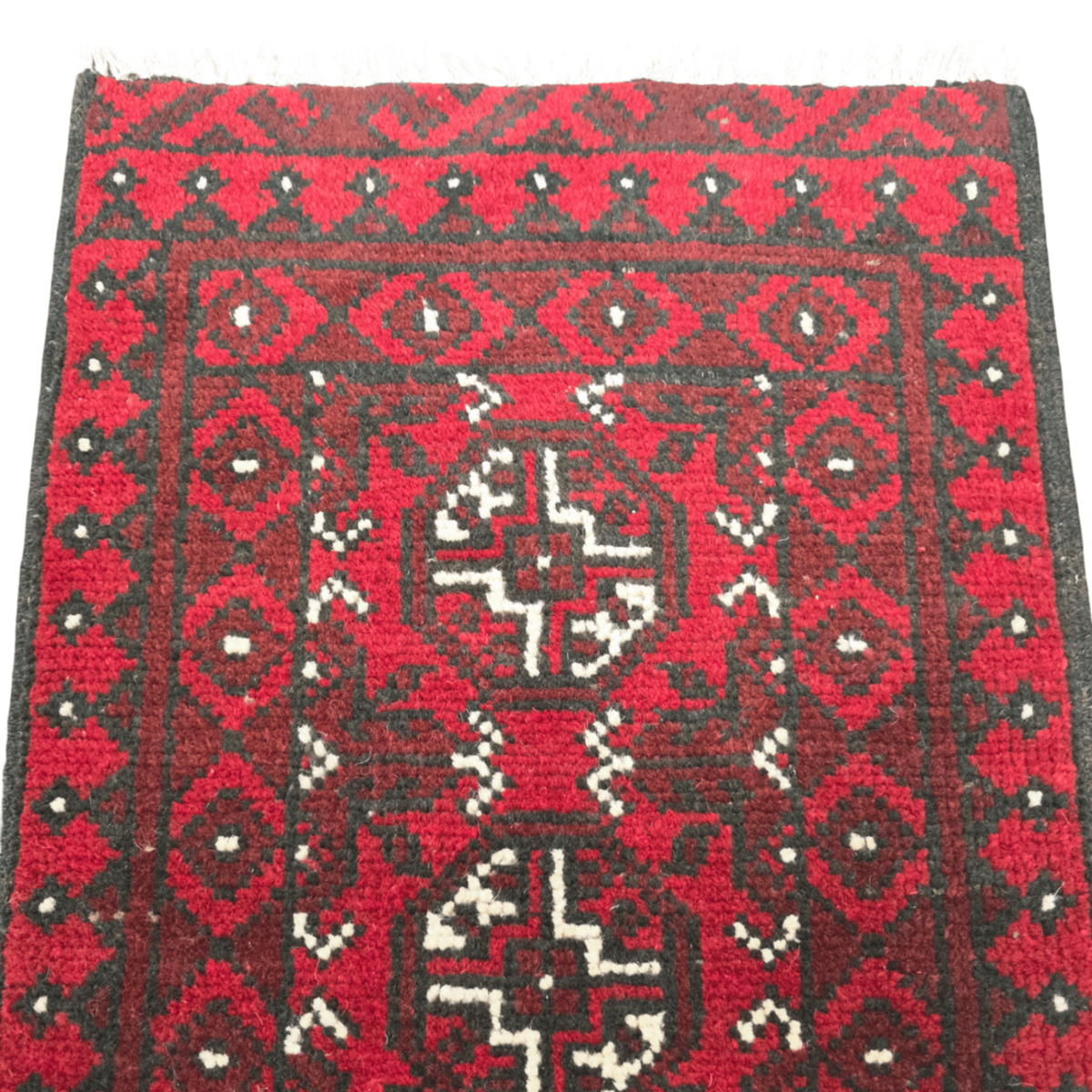 100 x 50 cm Hand-Knotted Red Bokhara Afghan Akche