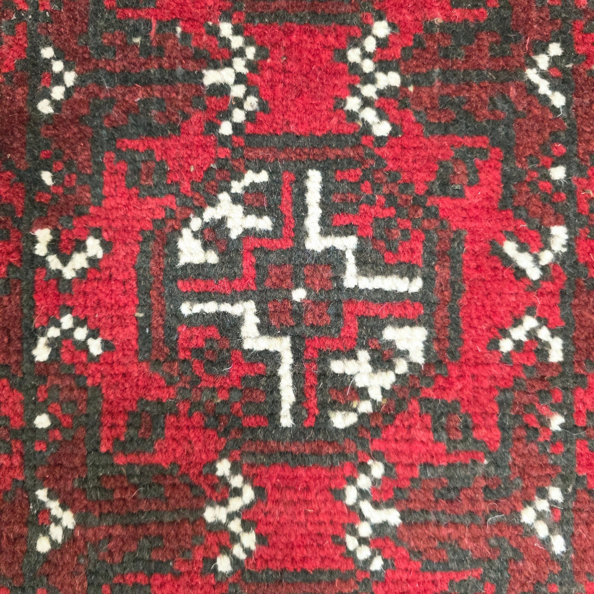 100 x 50 cm Hand-Knotted Red Bokhara Afghan Akche