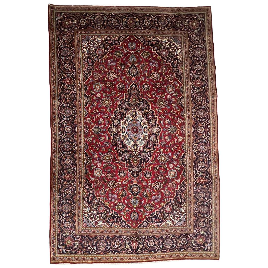 315 x 200 cm Hand-Knotted Persian Kashan Wool Rug