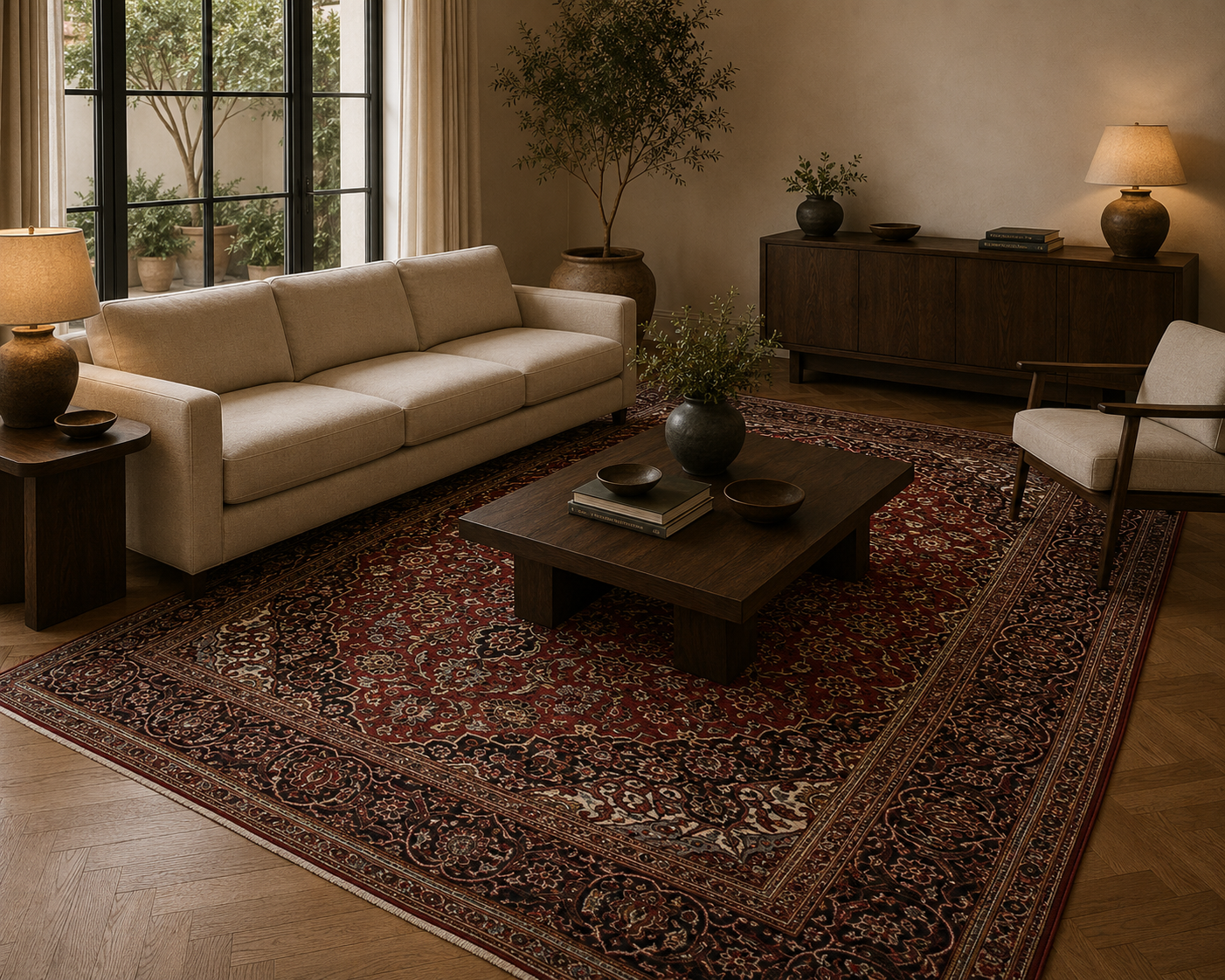 315 x 200 cm Hand-Knotted Persian Kashan Wool Rug