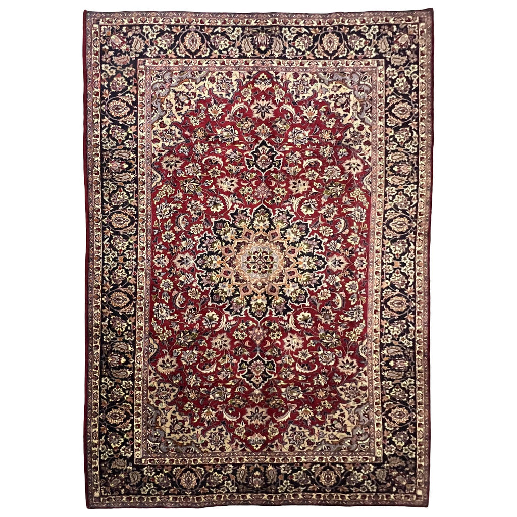 318 x 210 cm Hand-Knotted Persian Floral Mashad Wool Rug