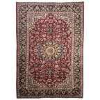 318 x 210 cm Hand-Knotted Persian Floral Mashad Wool Rug