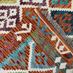 205 × 158 cm Hand-Woven Afghan Kilim Rug – Wool Flatweave