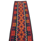 285 x 84 cm Hand-Woven Afghan Kilim Runner Rug – Wool Flatweave