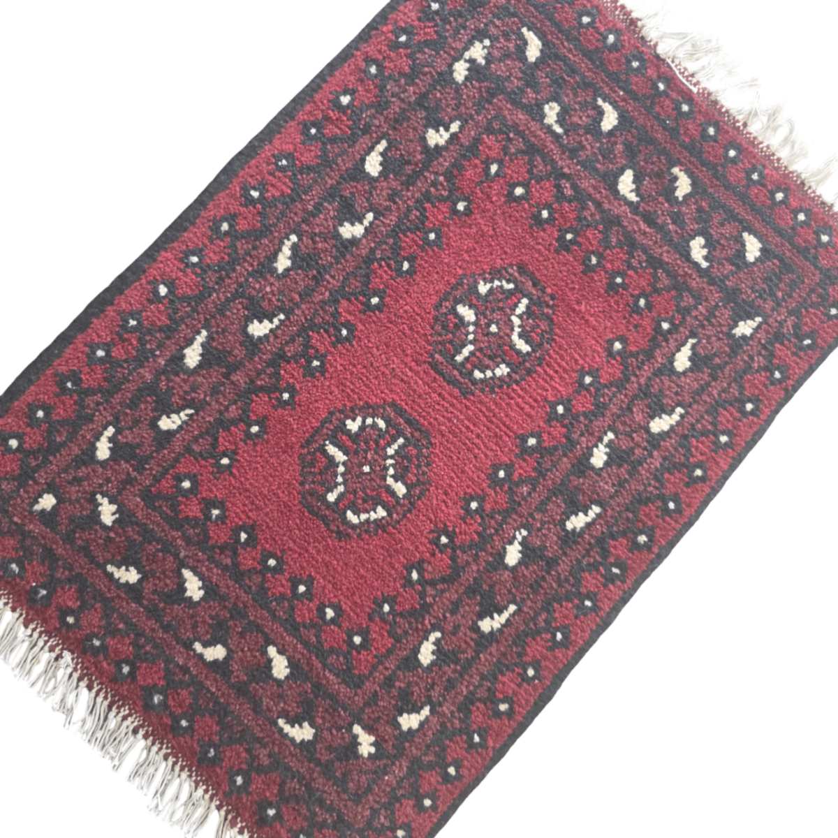 66 x 45 cm Hand-Woven Red Afghan Akche