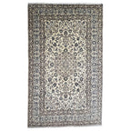 325 x 196 cm Hand-Knotted Persian Floral Kashan Cream Rug