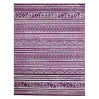 275 x 200 cm Purple & Cream Boho Tribal Pattern Non-Slip Area Rug
