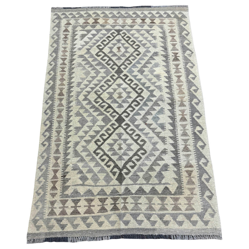 182 × 116 cm Hand-Woven Afghan Kilim Rug – Wool Flatweave