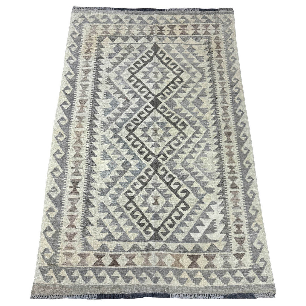 182 × 116 cm Hand-Woven Afghan Kilim Rug – Wool Flatweave