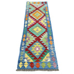 184 x 69 cm Hand-Woven Afghan Kilim Runner Rug – Wool Flatweave