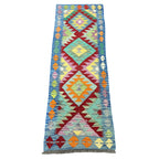 184 x 69 cm Hand-Woven Afghan Kilim Runner Rug – Wool Flatweave