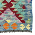 184 x 69 cm Hand-Woven Afghan Kilim Runner Rug – Wool Flatweave