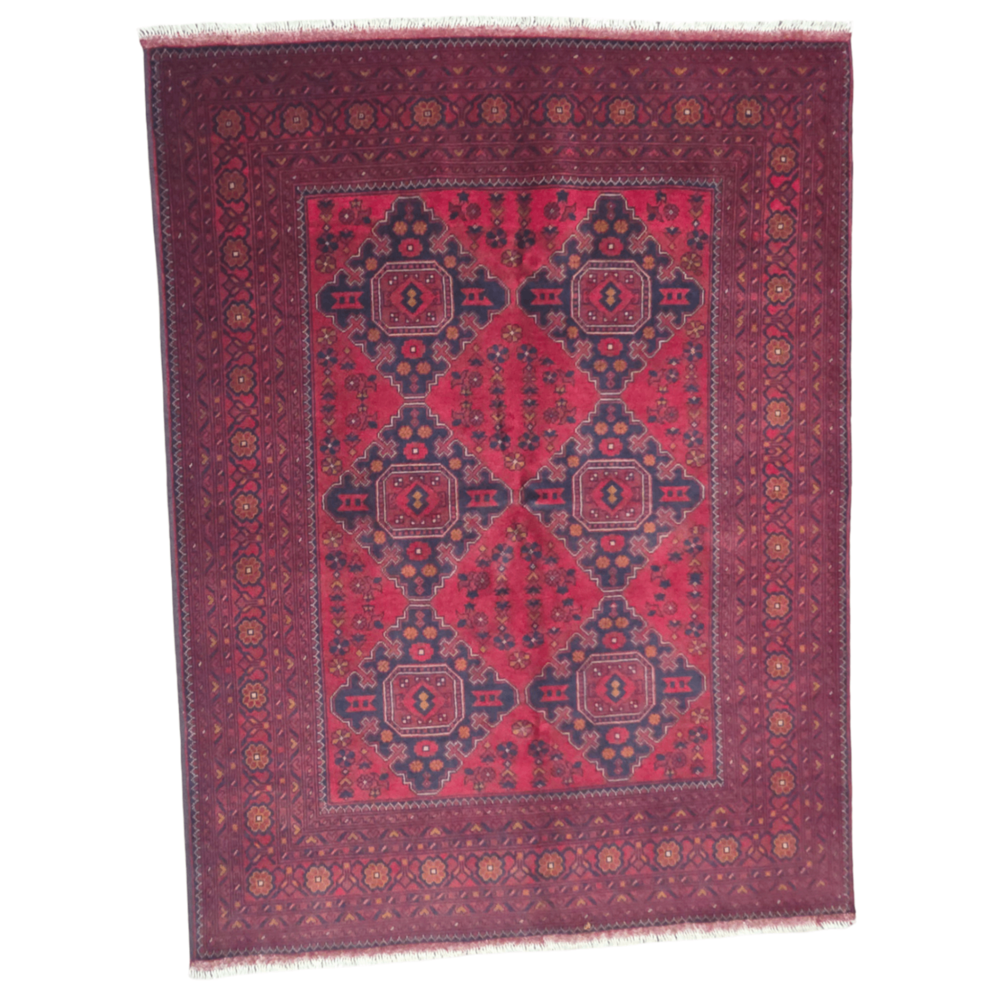 197 x 153 cm Hand-Knotted Afghan Turkmen Rug