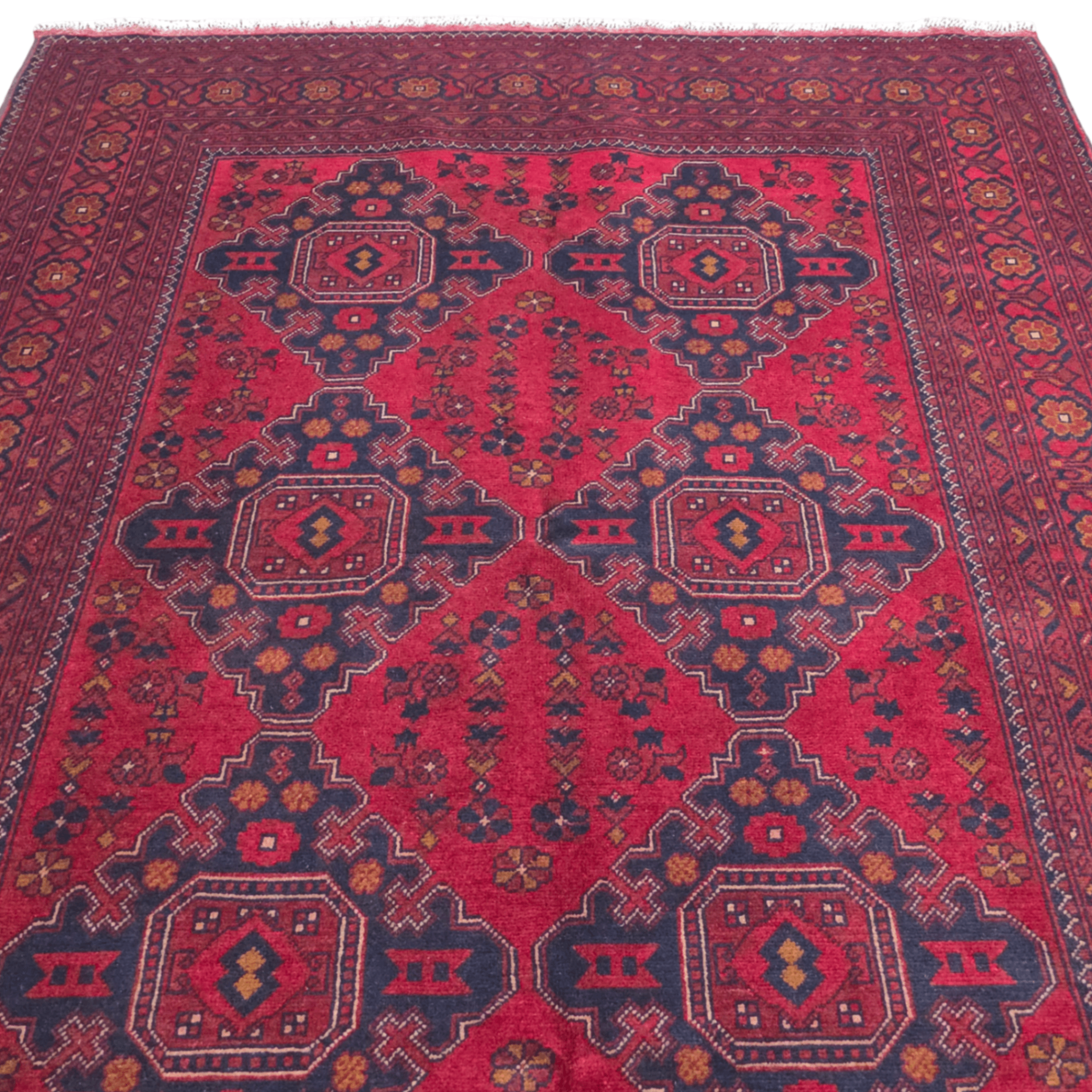 197 x 153 cm Hand-Knotted Afghan Turkmen Rug