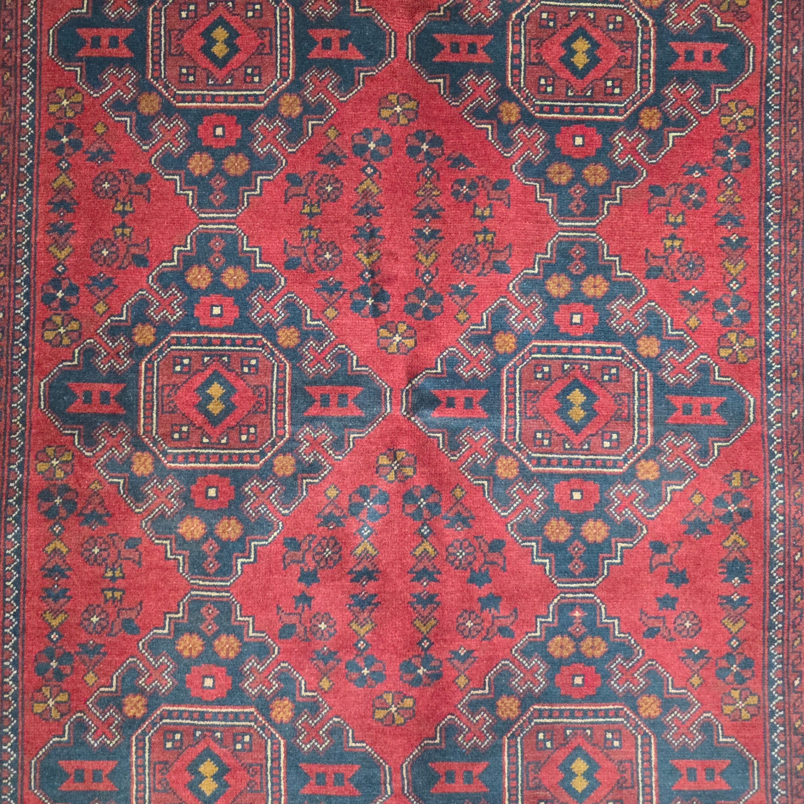 197 x 153 cm Hand-Knotted Afghan Turkmen Rug