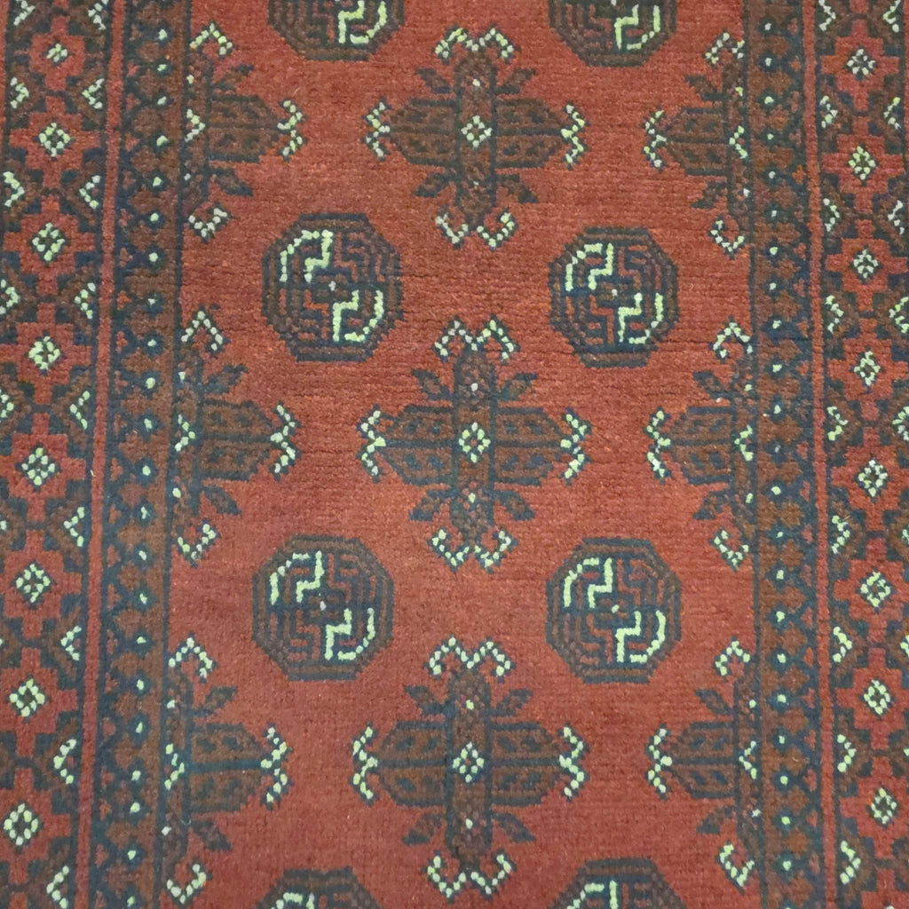 285 x 80 cm Hand-Knotted Red Afghan Akche Runner Rug