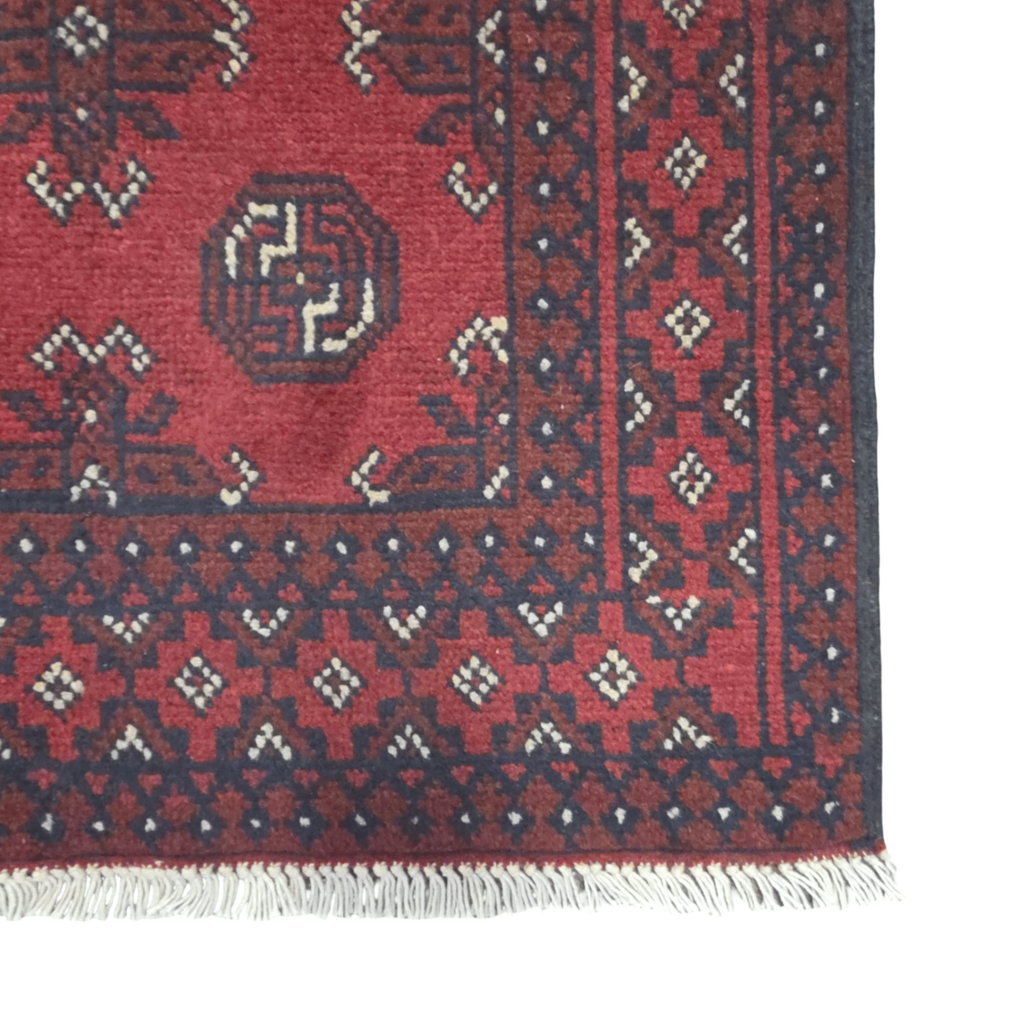 285 x 80 cm Hand-Knotted Red Afghan Akche Runner Rug