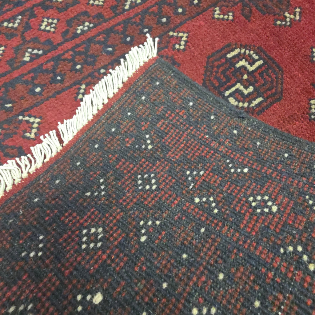 285 x 80 cm Hand-Knotted Red Afghan Akche Runner Rug