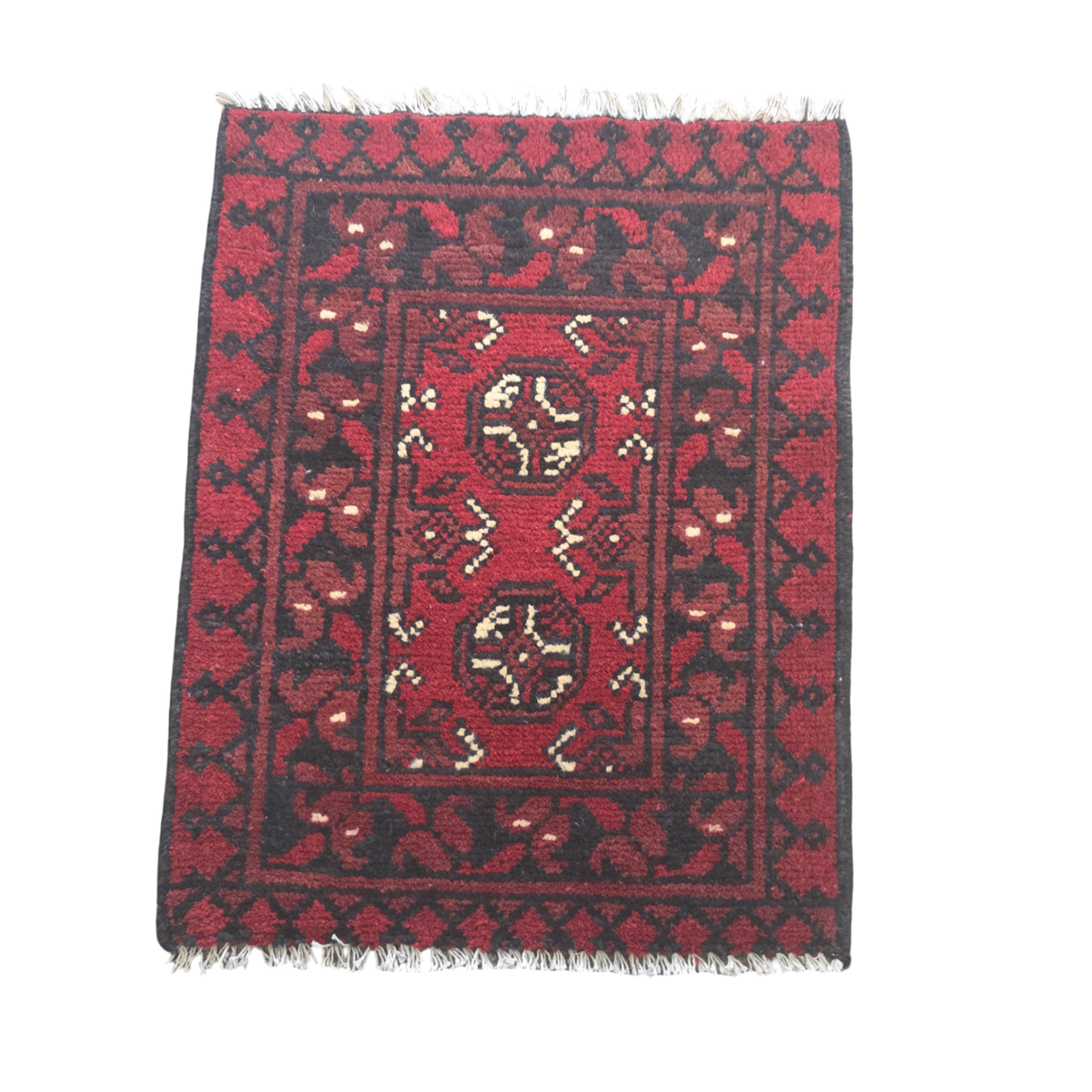 60 x 45 cm Hand-Woven Red Afghan Akche
