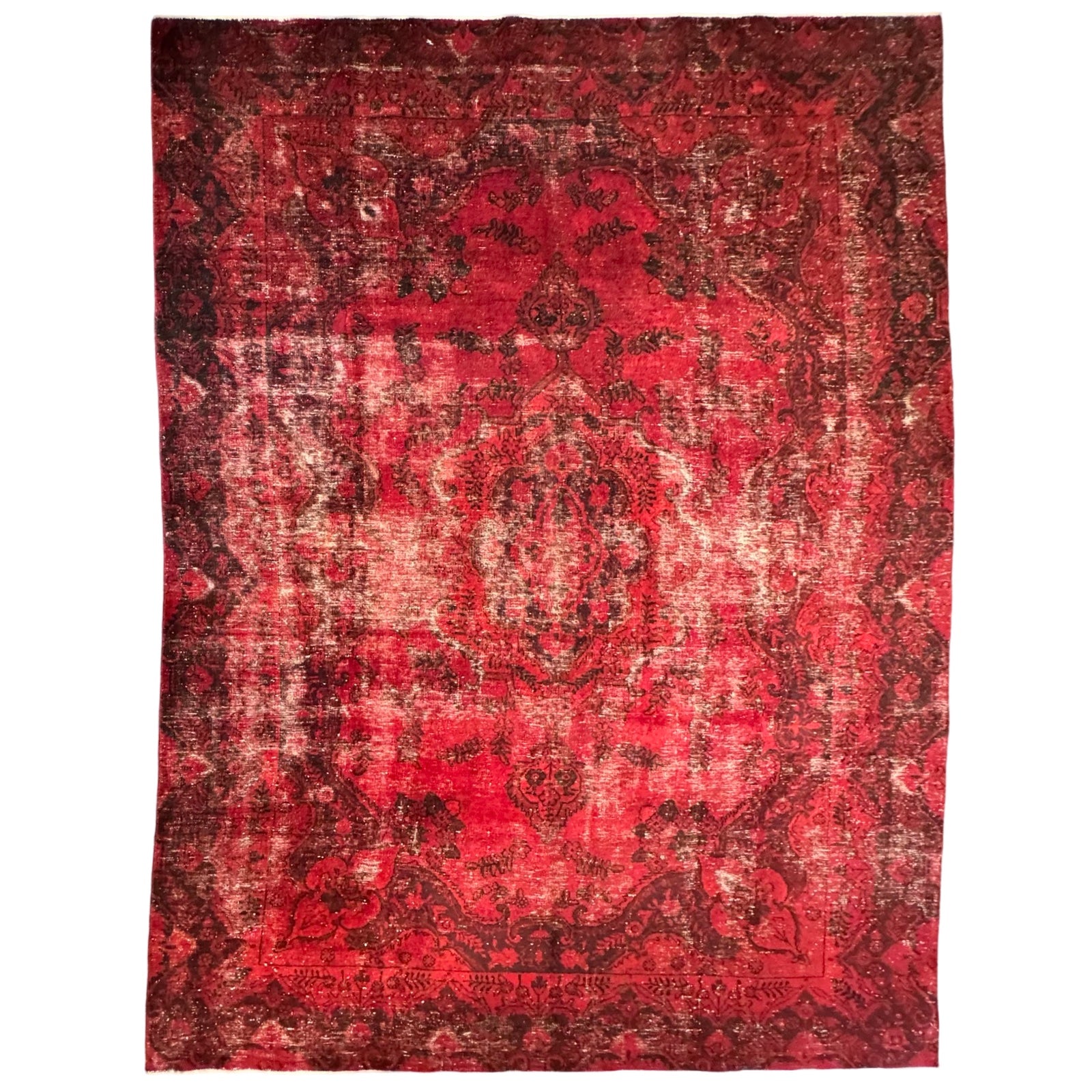 337 x 240 cm Hand-Knotted Red Vintage Persian Wool Rug