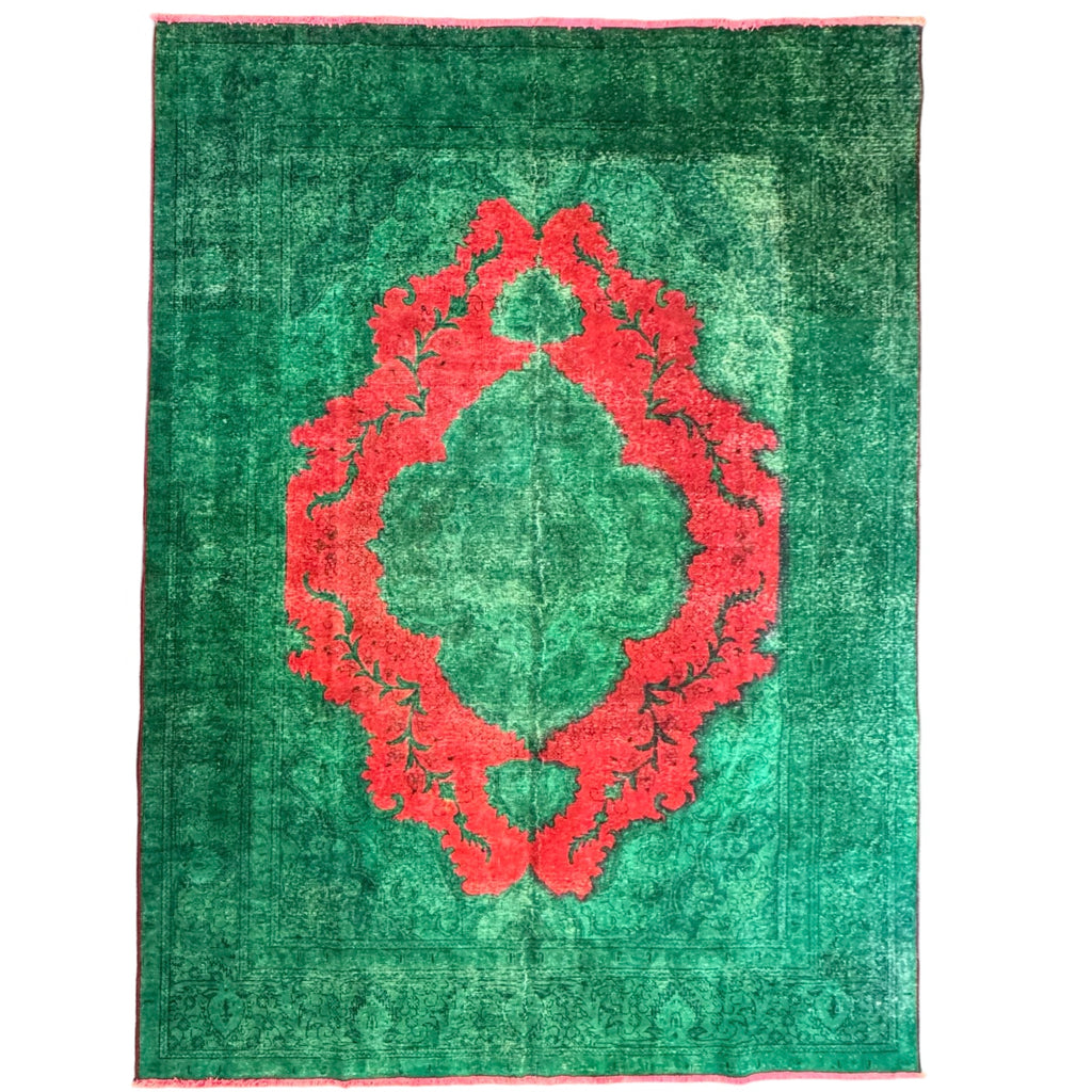 337 x 244 cm Hand-Knotted Tabriz Green Vintage Persian Rug