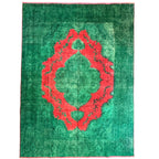 337 x 244 cm Hand-Knotted Tabriz Green Vintage Persian Rug