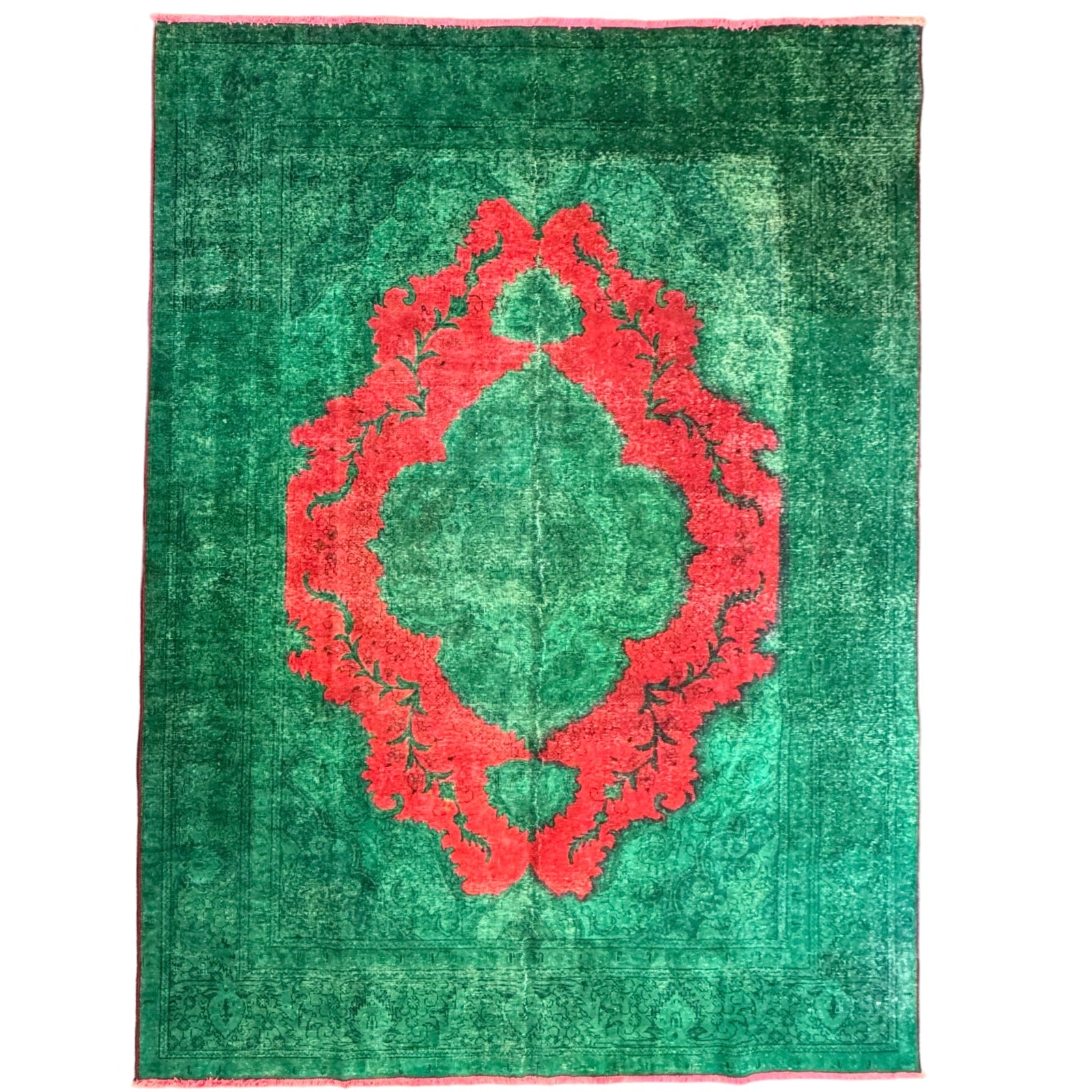 337 x 244 cm Hand-Knotted Tabriz Green Vintage Persian Rug