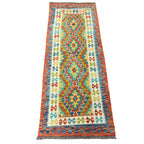 199 x 81 cm Hand-Woven Afghan Kilim Runner Rug – Wool Flatweave
