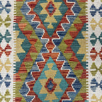 199 x 81 cm Hand-Woven Afghan Kilim Runner Rug – Wool Flatweave