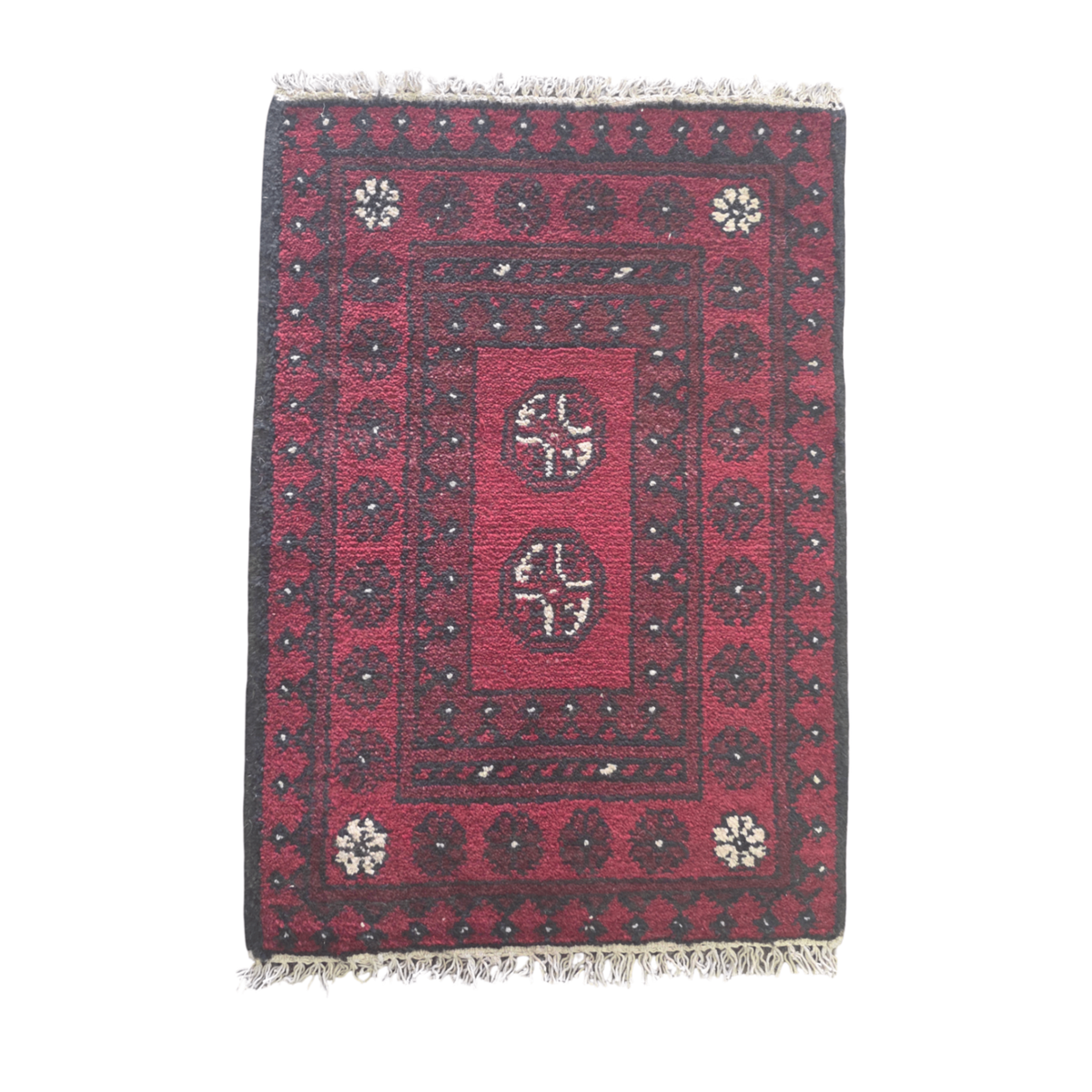69 x 67 cm Hand-Woven Red Afghan Akche