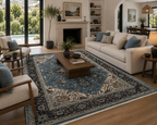 340 x 240 cm Light Blue Persian Heriz 500 Reeds Machine-Made Rug