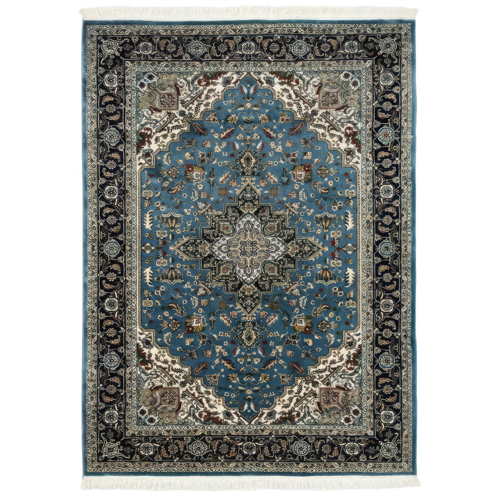 340 x 240 cm Light Blue Persian Heriz 500 Reeds Machine-Made Rug