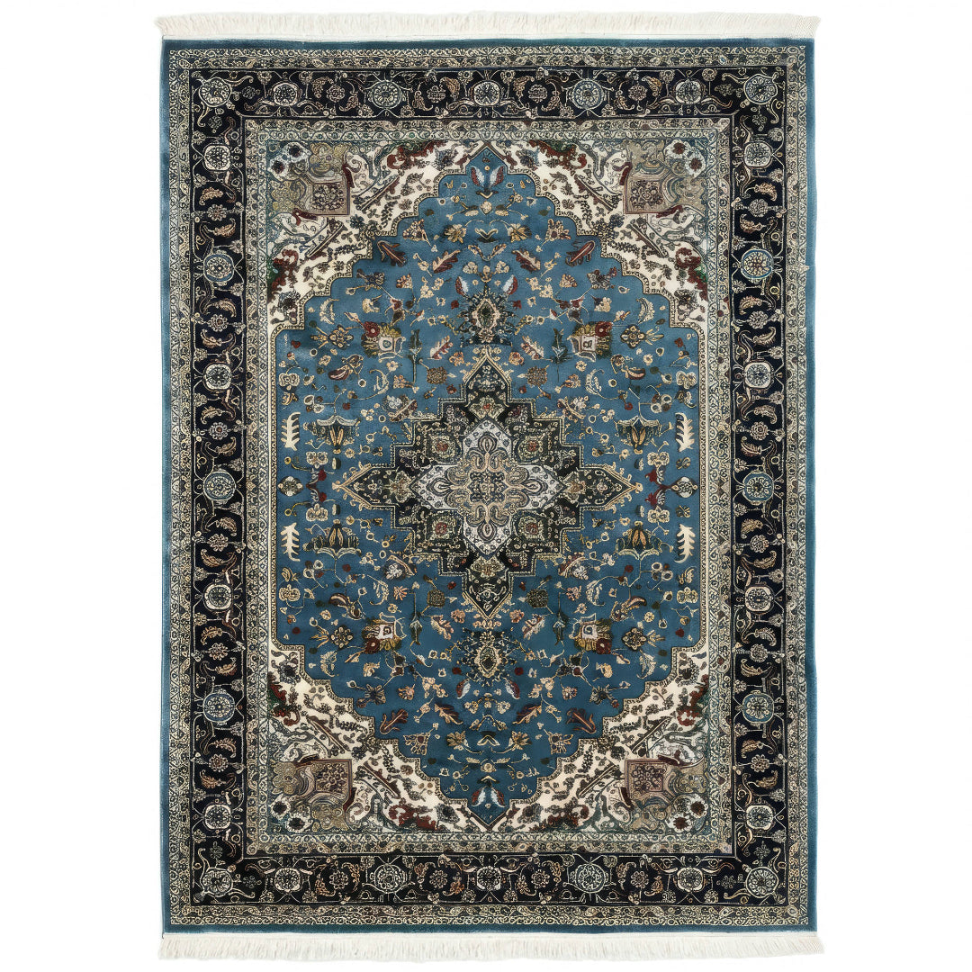 340 x 240 cm Light Blue Persian Heriz 500 Reeds Machine-Made Rug