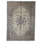 345 x 230 cm Hand-Knotted Persian Kashan Rug, Cream