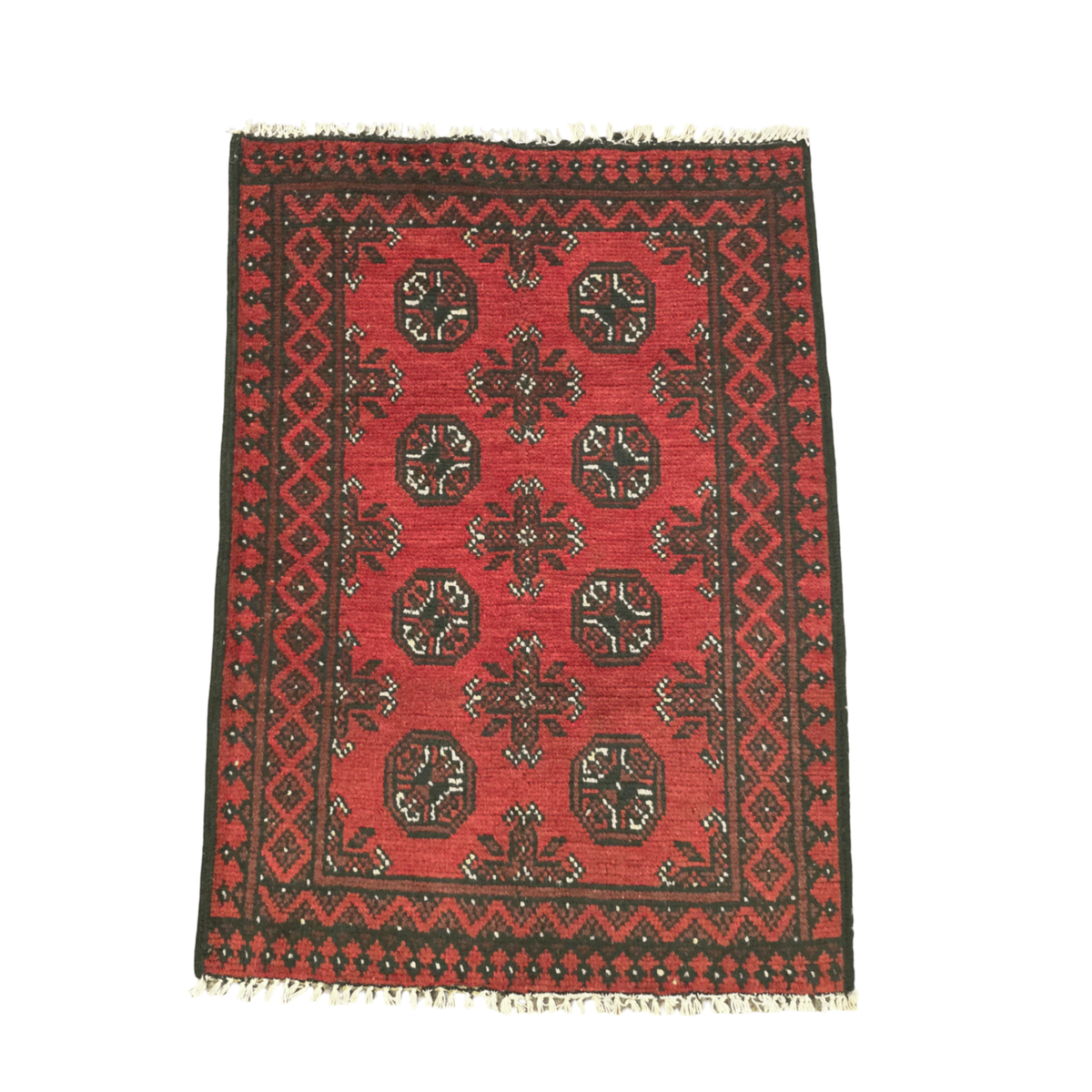 110 x 78 cm Hand-Woven Red Afghan Akche