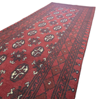284 x 79 cm Hand-Knotted Red Afghan Akche Runner Rug