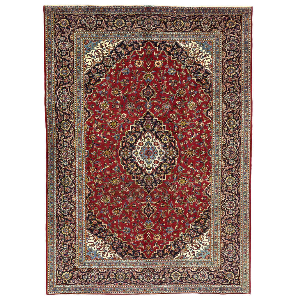 350 x 240 cm Hand-Knotted Vintage Persian Kashan Rug