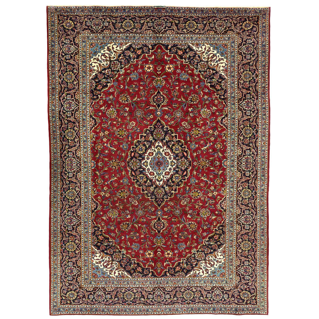 350 x 240 cm Hand-Knotted Vintage Persian Kashan Rug