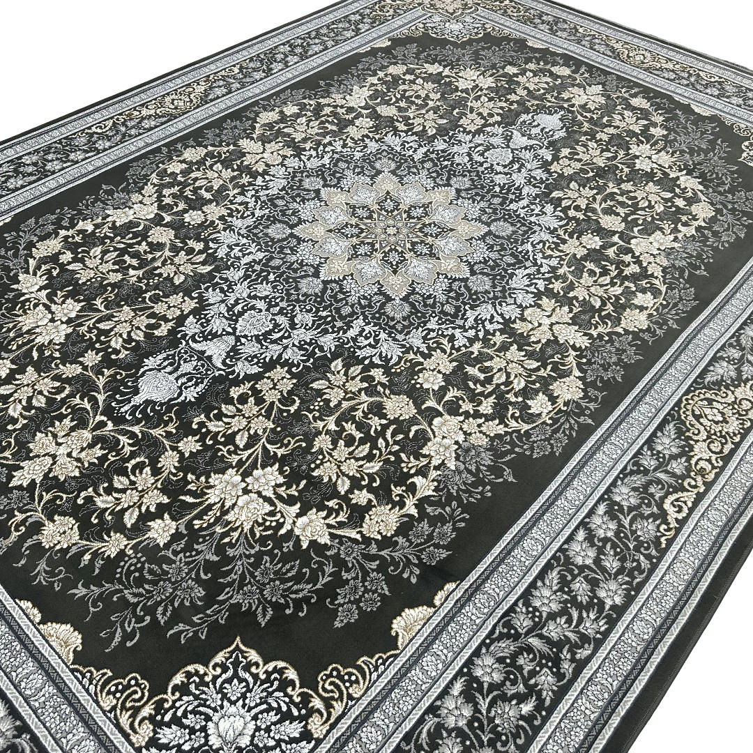 350 x 250 cm Persian Isfahan Gold Grey Machine Made Rug