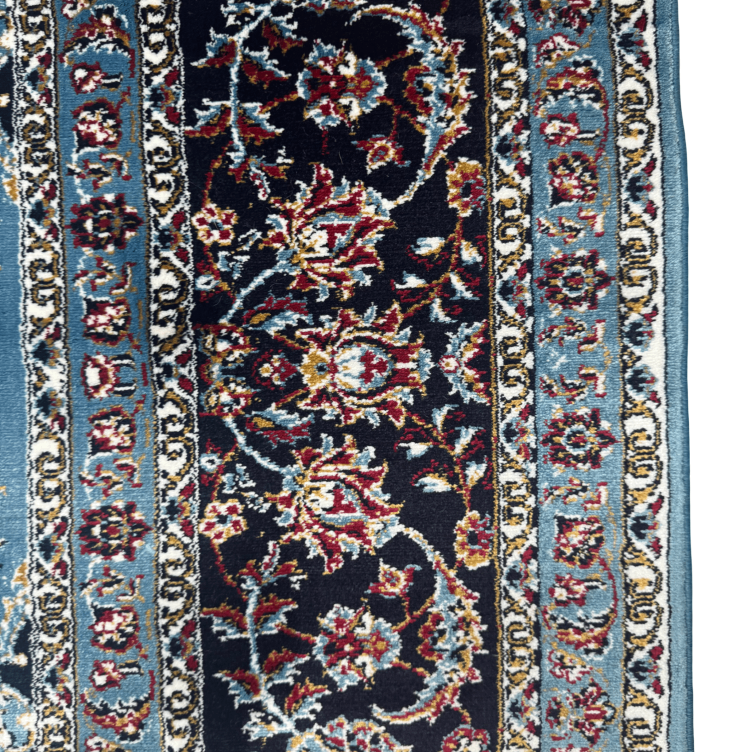 350cm x 250cm Persian Mashad Blue Machine Made Rug