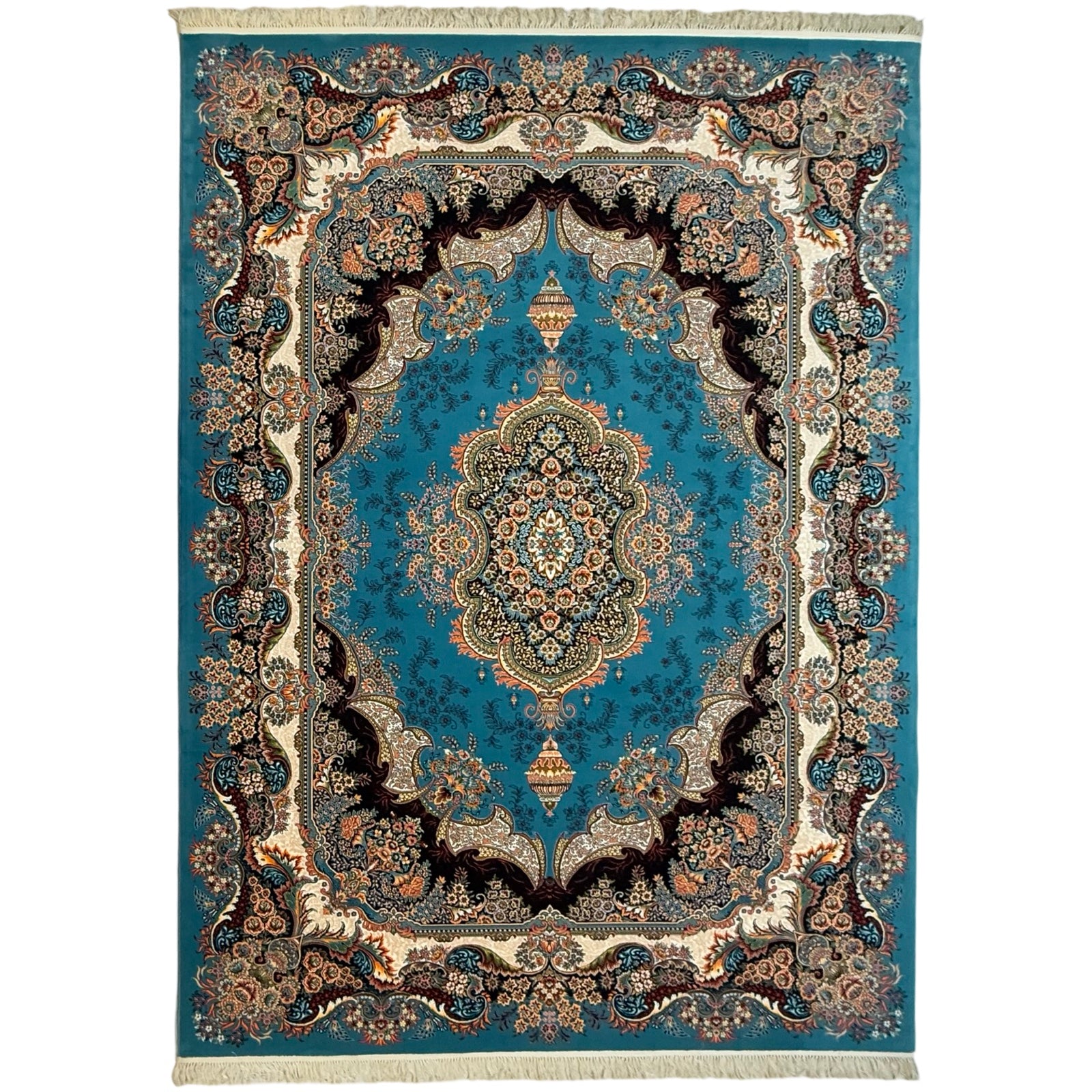 350 x 250 cm Blue Persian Tabriz Floral Rug