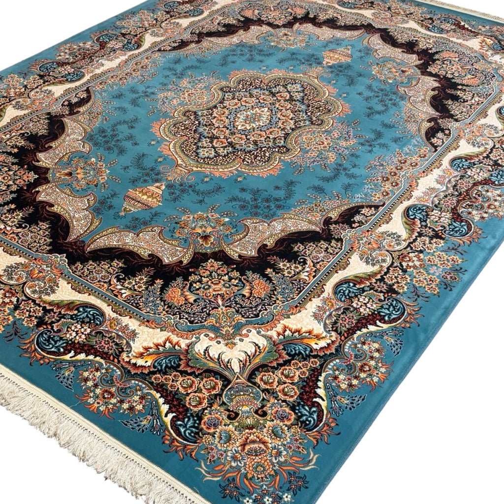 350 x 250 cm Blue Persian Tabriz Floral Rug