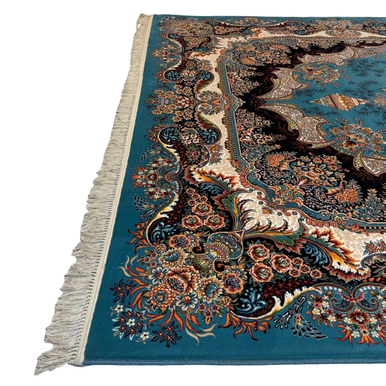 350 x 250 cm Blue Persian Tabriz Floral Rug